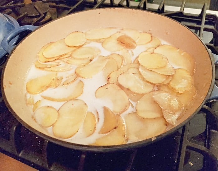 Prepping potatoes au gratin