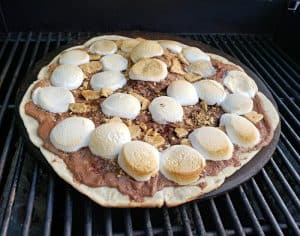 Bake grilled smores pizza until golden