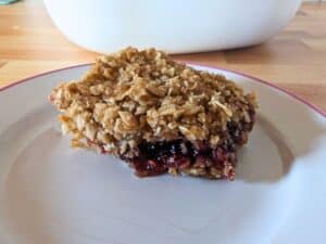 Image shows a Close up of a jam bar on a plate.