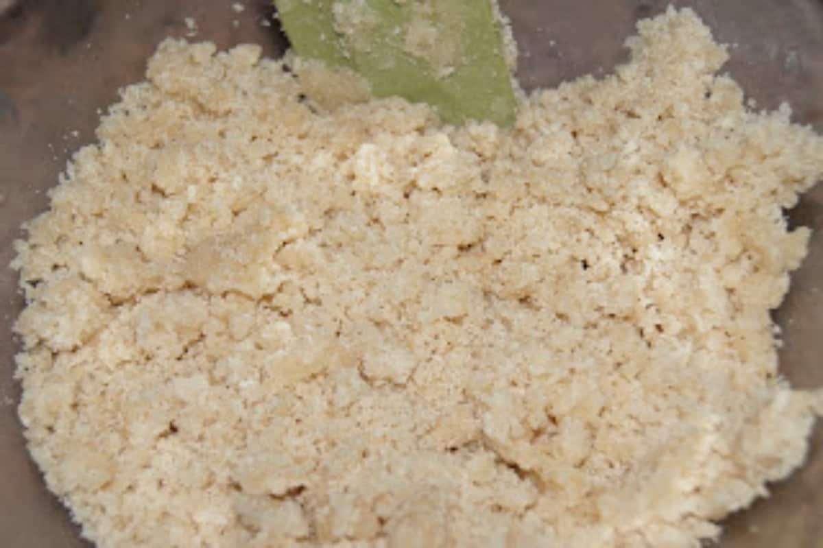 Streusel Topping being mixed in a bowl.