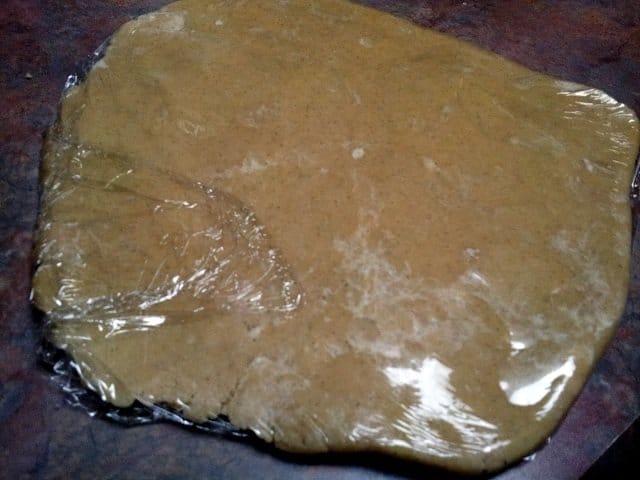 Dough creates a nice disc in plastic wrap