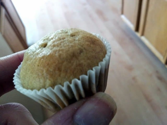 Mini size banana chip muffins are fun