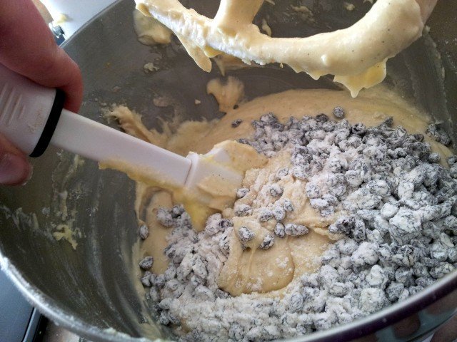 Spatula stirs batter