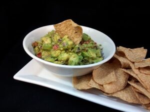 Plated homemade guacamole