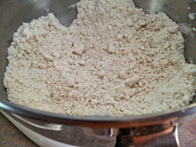 Beat until pea size clumps form