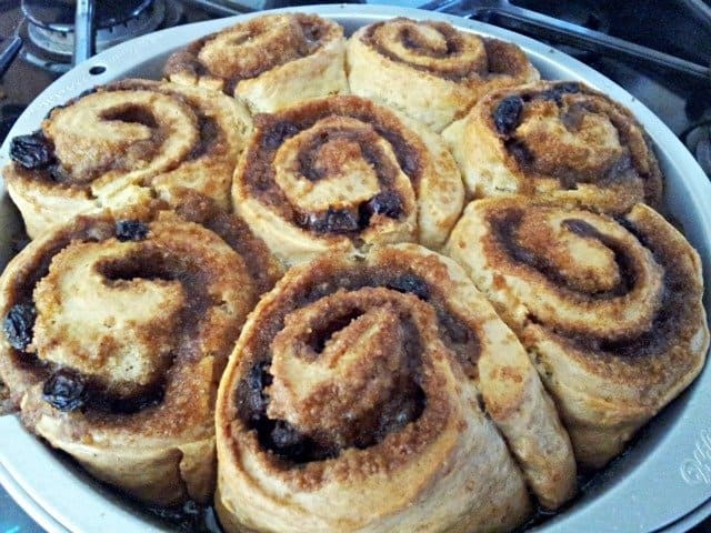 Cinnamon rolls baked golden brown
