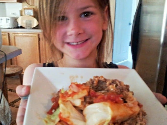 Little Miss with unstuffed cabbage rolls