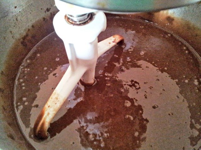 The double dark chocolate cake batter will be very thin