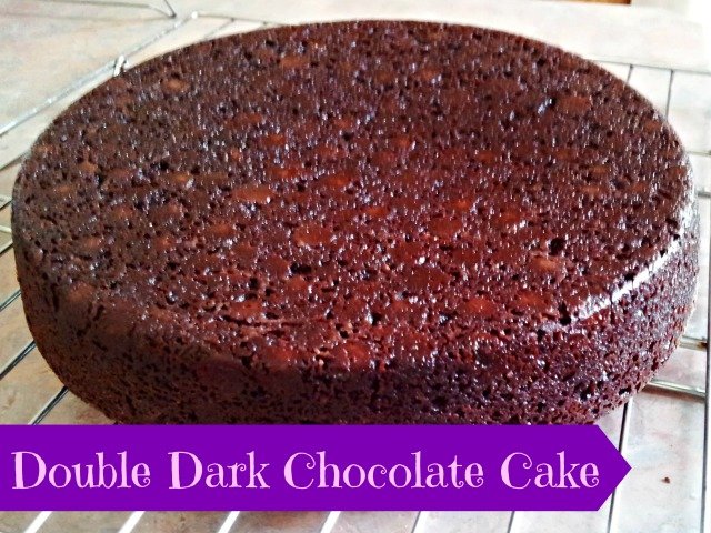Double dark chocolate cake unfrosted
