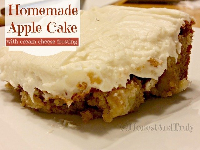 Slice of homemade apple cinnamon cake