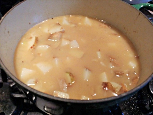 add broth and potatoes and bring to a boil