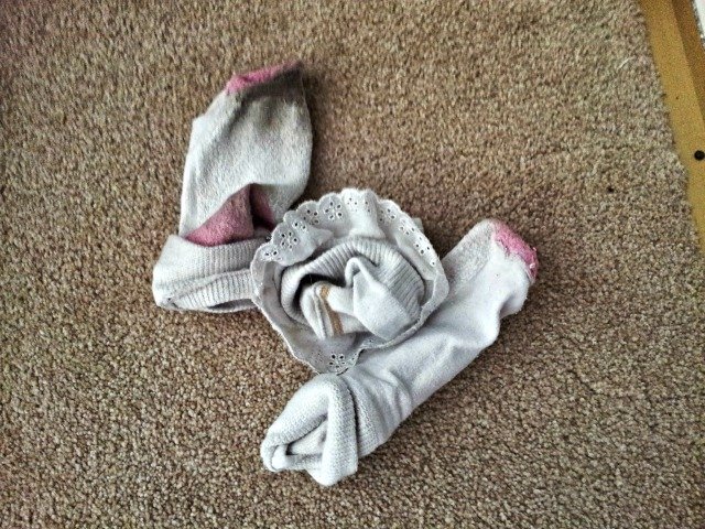 Balled up dirty socks