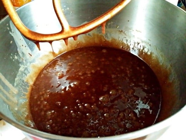 Brownie batter looks good once the eggs are added