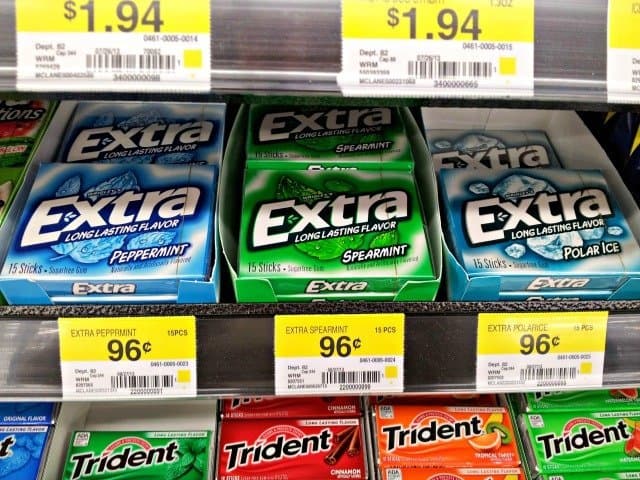Display of Extra gum in the checkout aisle