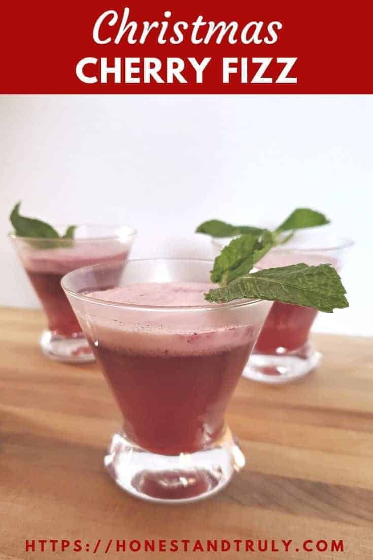 Christmas cherry fizz cocktail