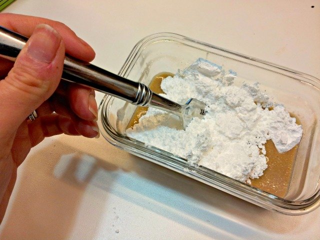 Making drizzle for mocha coffee cake