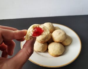 Bite of a cherry surprise cookie