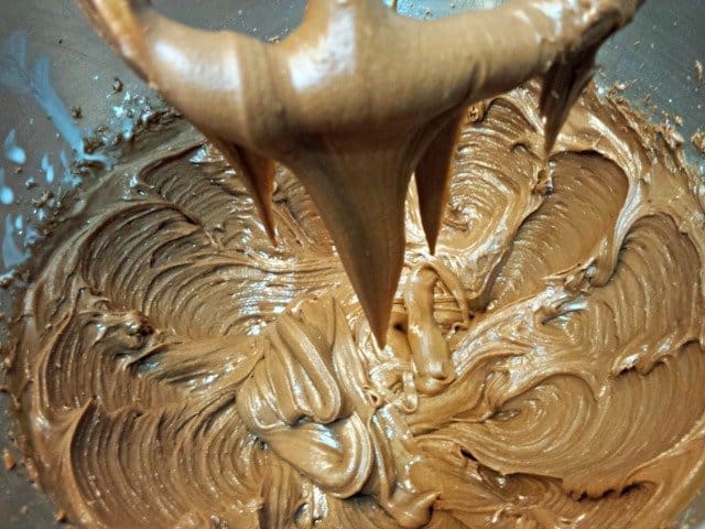 Frosting for Mexican sheetcake brownies comes together quickly