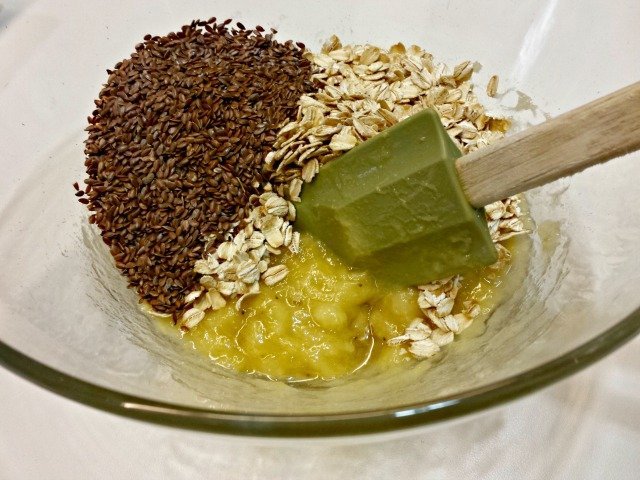 Ingredients ready to mix for healthy gluten free banana cookies
