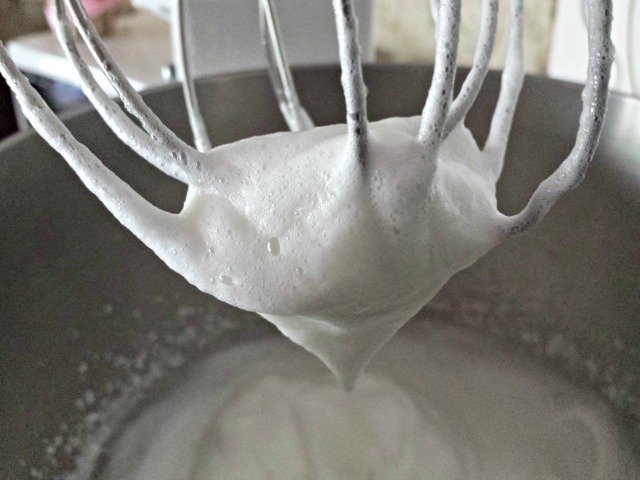 Egg whites beaten to soft peaks