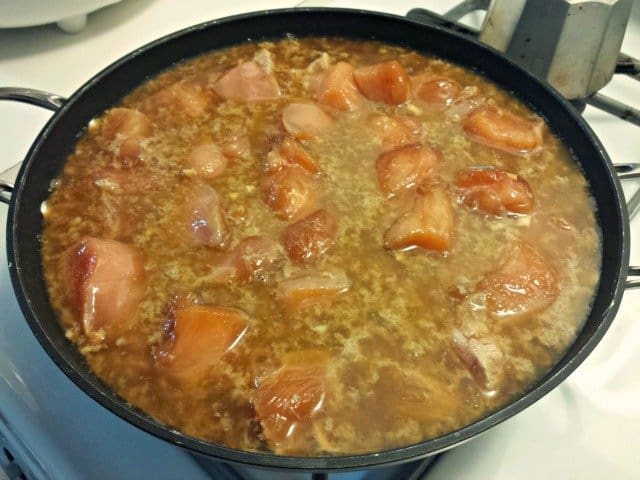 Poach your chicken in the cooking liquid which includes your marinade