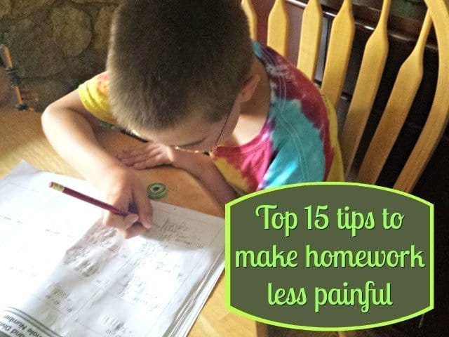 15 tips to make homework less painful - for you and for your child. These top 15 ways are easy to implement and make a real difference in reducing frustration and improving focus