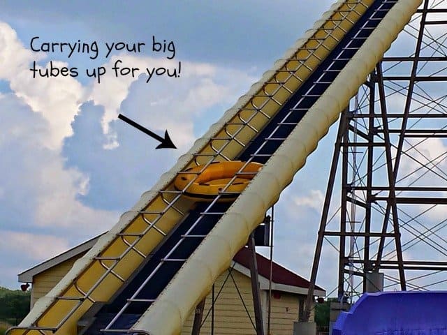 A ski lift for inner tubes at Raging Waves