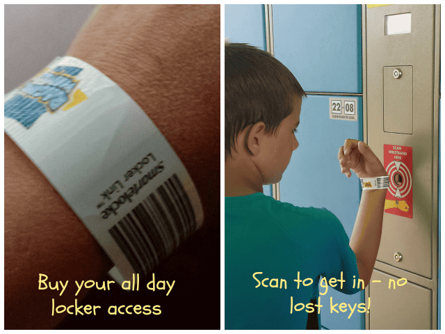 Automatic locker access with wristbands at Raging Waves