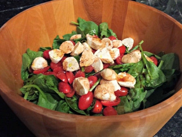 Drizzle balsamic and olive oil over your salad