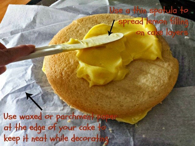 Spread the filling on your cake layer by layer