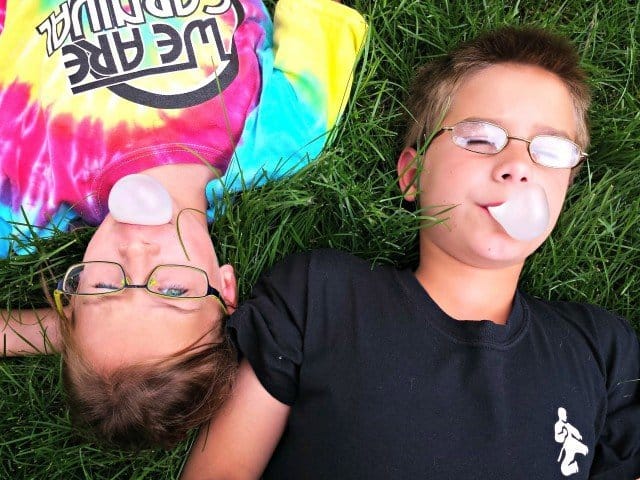 Taking a break to blow bubbles