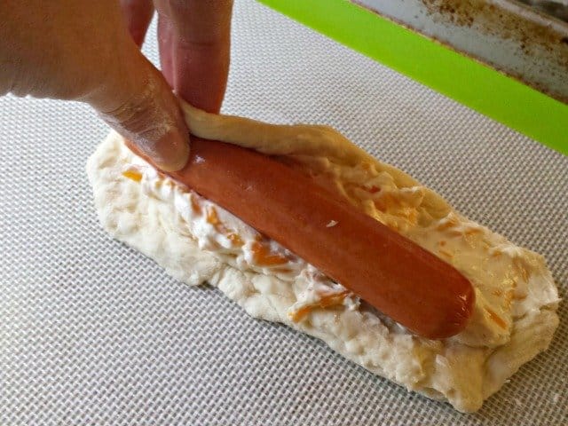 Rolling up your bagel dogs