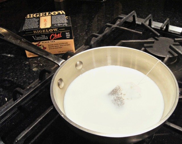 Let tea bag rest in hot milk for 5 minutes