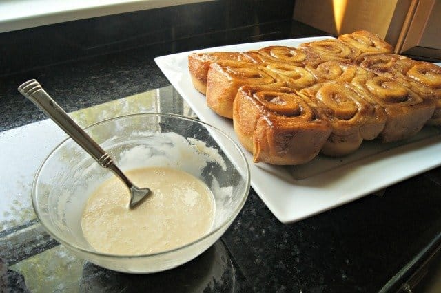 Cinnamon rolls ready to glaze
