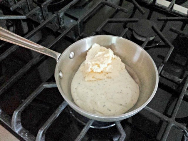 Starting your cheesy buffalo dip