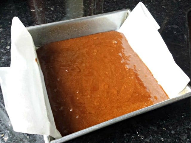 Brownie batter prepped for the oven