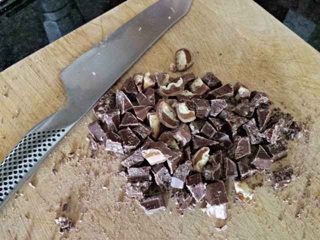 Chopped candy bars for cookie brownies