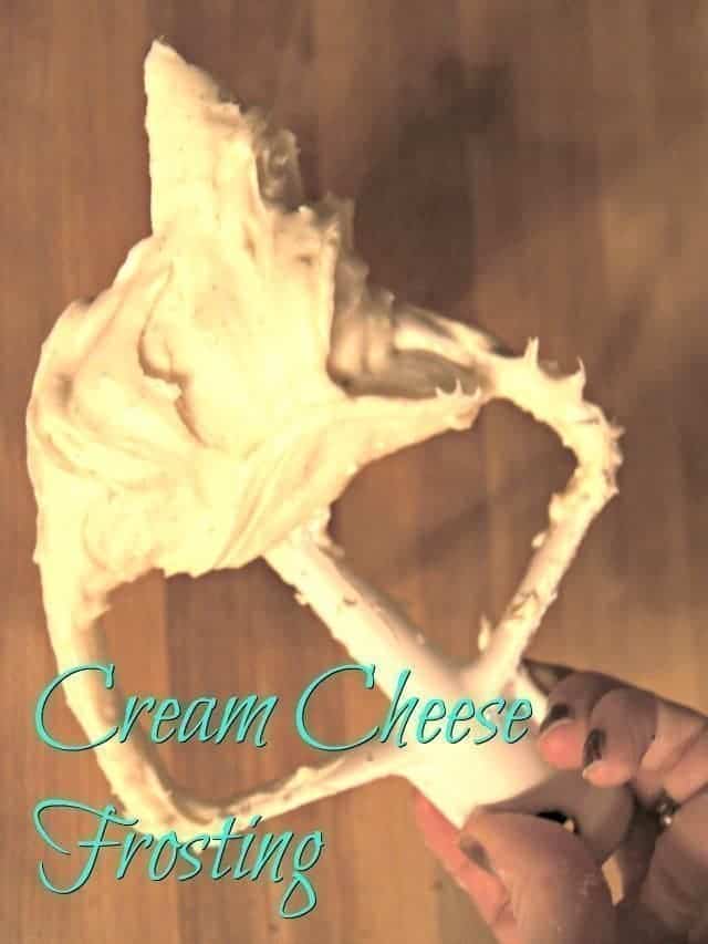 Cream cheese frosting on a beater