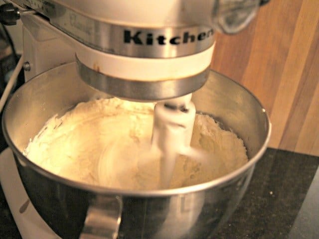 Mixing cream cheese frosting