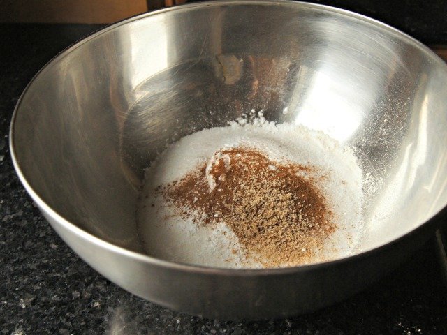 Dry ingredients for homemade carrot cake