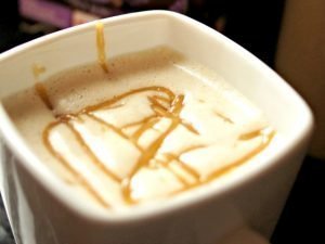 Closeup of caramel macchiato