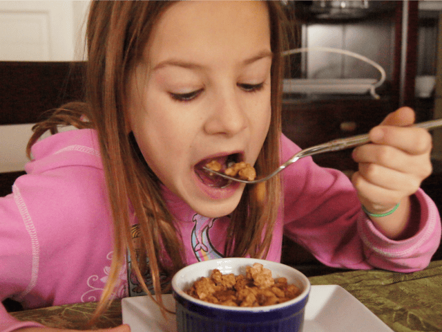 Eating granola apple crisp