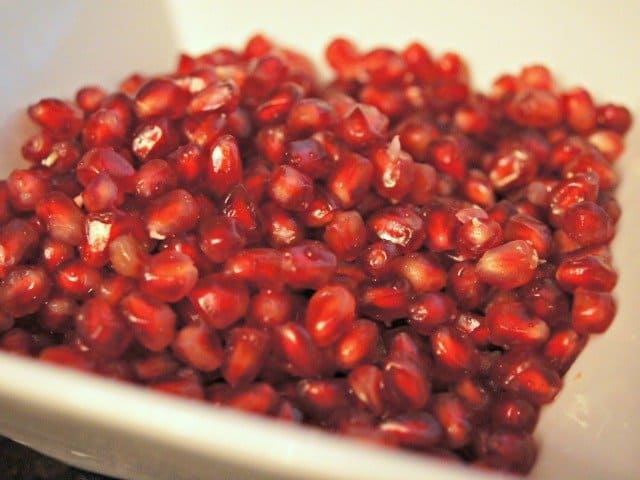 Pomegranate seeds in a bowl