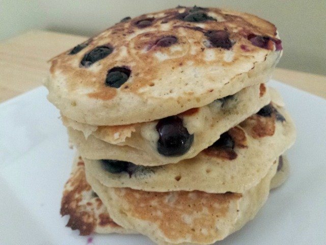 Stack of blueberry pancakes