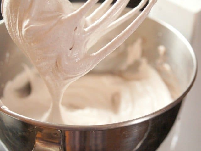 Meringue is ready with stiff peaks