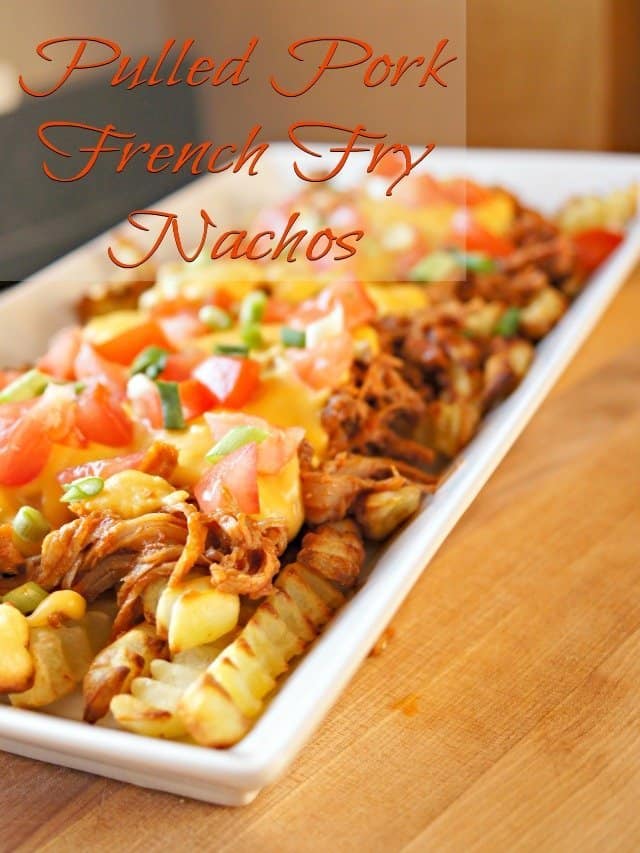 Pulled pork french fry nachos
