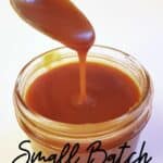 Salted Caramel Sauce closeup of a jar