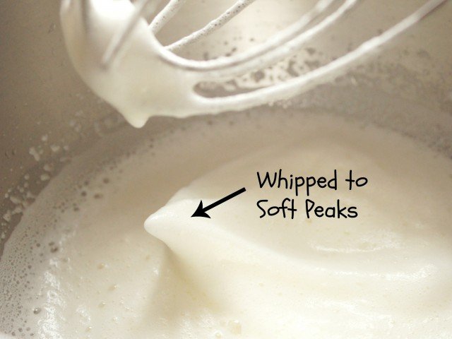 Egg whites whipped to soft peaks