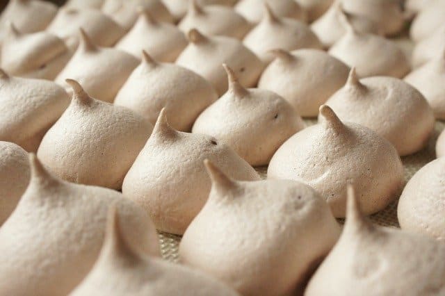 Tray of mocha meringues