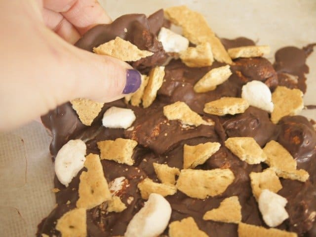 Breaking up the smores bark